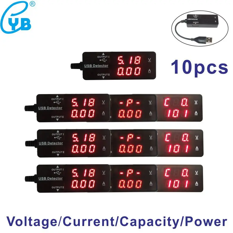 Debelo 10pcs USB tester DC Digitalni voltmeter amperemetro napetost tekoči meter ampermeter detektor moči banke polnilnik indikator Slike 0
