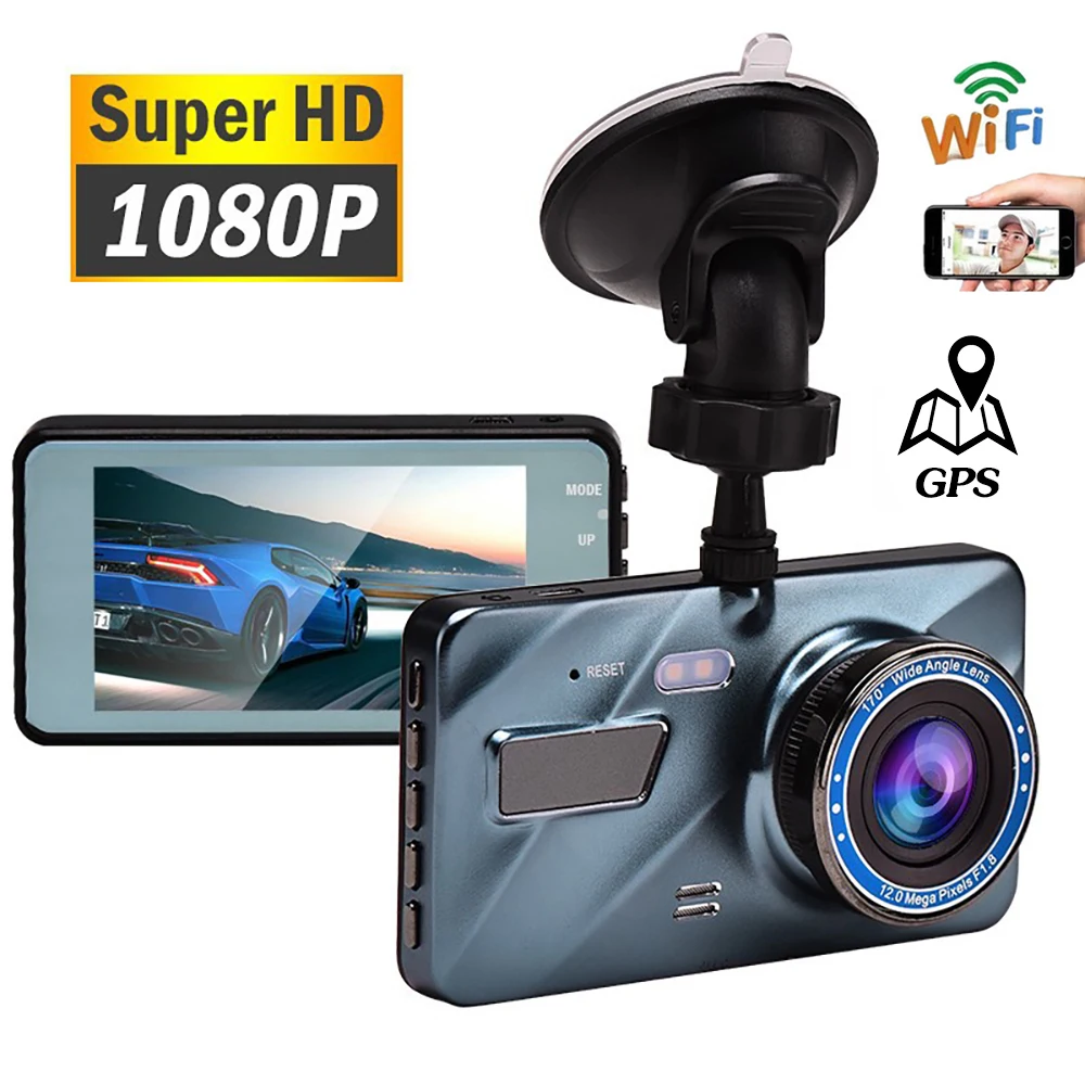 Avto DVR WiFi Full HD 1080P Dash Cam Pogled od Zadaj Vozila Fotoaparat, Video Snemalnik, Avto Dodatki Black Box Dashcam Auto GPS Logger Slike 0