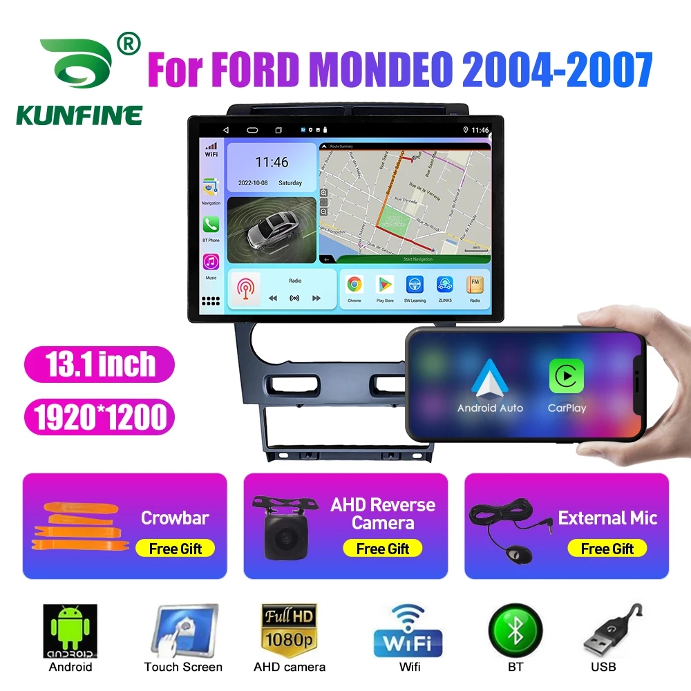 13.1 palčni avtoradio Za FORD MONDEO 2004-2007 Avto DVD GPS Navigacija Stereo Carplay 2 Din Centralne Večpredstavnostna Android Auto Slike 0