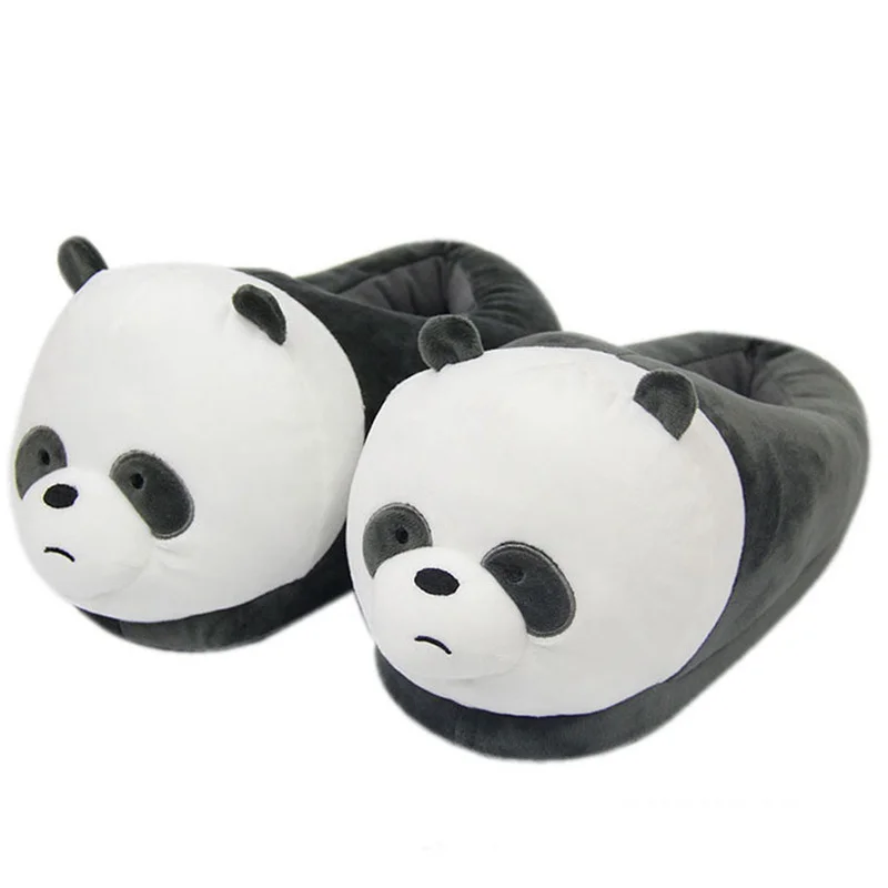 Pozimi Zaprtih Panda Ženske, Dame Copate Srčkan Živali, Plišastih Tople Kosmate Čevlji Nekaj Doma Spalnica Fuzzy Slipers Nosi Moške Drsniki Slike 0