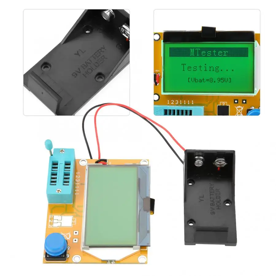 Tranzistor Tester LCD Grafični Tranzistor Induktor Upor Induktivnost, Kapacitivnost ESR Kondenzator Meter Večfunkcijsko Tester Slike 0