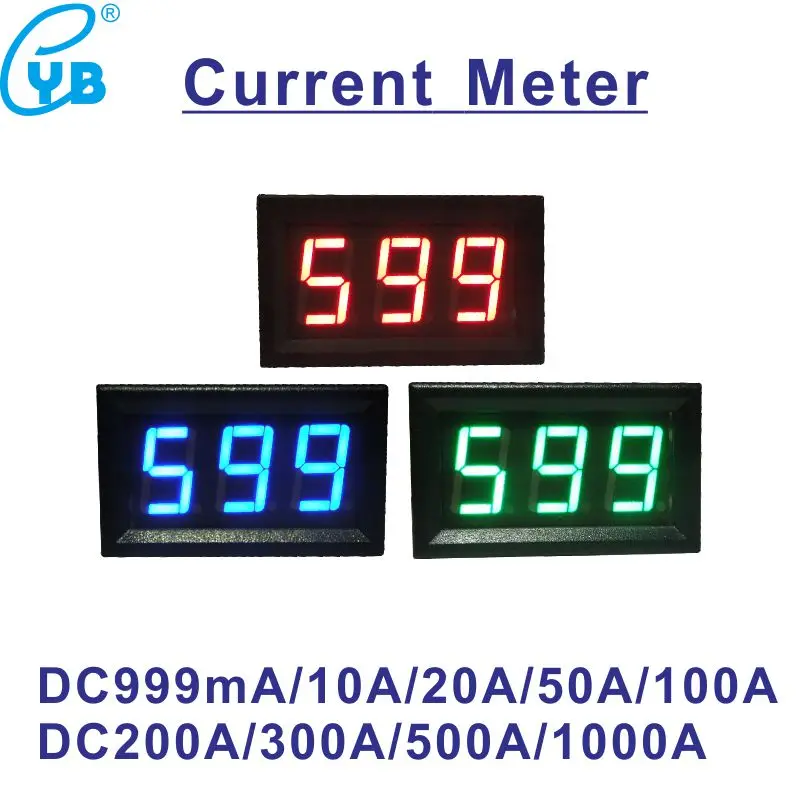 LED Digitalni Ampermeter DC 10A 50A 100A 200A 300A 500A 75mV ENOSMERNI tok Amper Meter Tester DC Amp Plošči Merilnik Trenutnega Zaslona Črna Slike 0