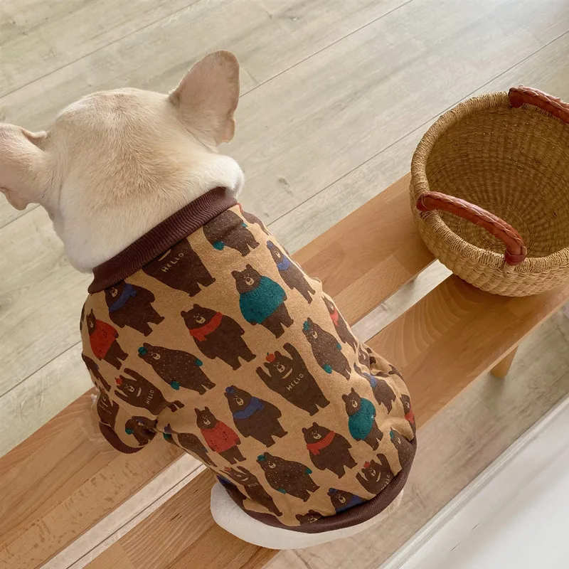 Moda za Hišne živali Pes Japonski Slog Risanka Print Majica Kuža Oblačila Plašč za Majhne, Srednje Pse francoski Buldog Corgi Pug TTC09 Slike 1