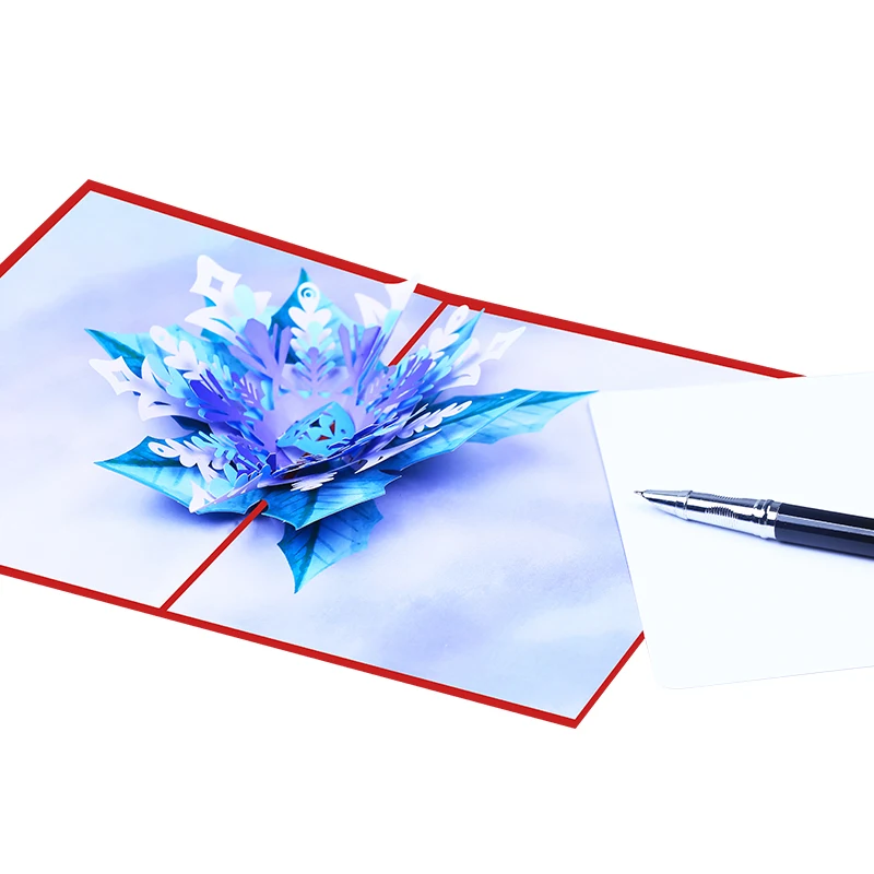 3D Snežinka Pop Up Božični Kartice z Ovojnico Listov Sporočilo Sim Počitnice Santa Sneg Stranka, Vabilo, Pozdrav X'mas Darilo Slike 1
