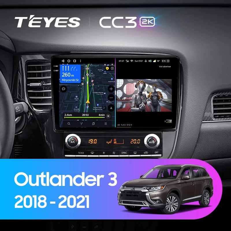 TEYES CC3 2K Za Mitsubishi Outlander 3 III GF0W GF0W GG0W 2018 - 2021 Avto Radio Večpredstavnostna Video Predvajalnik Navigacija stereo GPS, Android 10 Št 2din 2 din dvd Slike 1