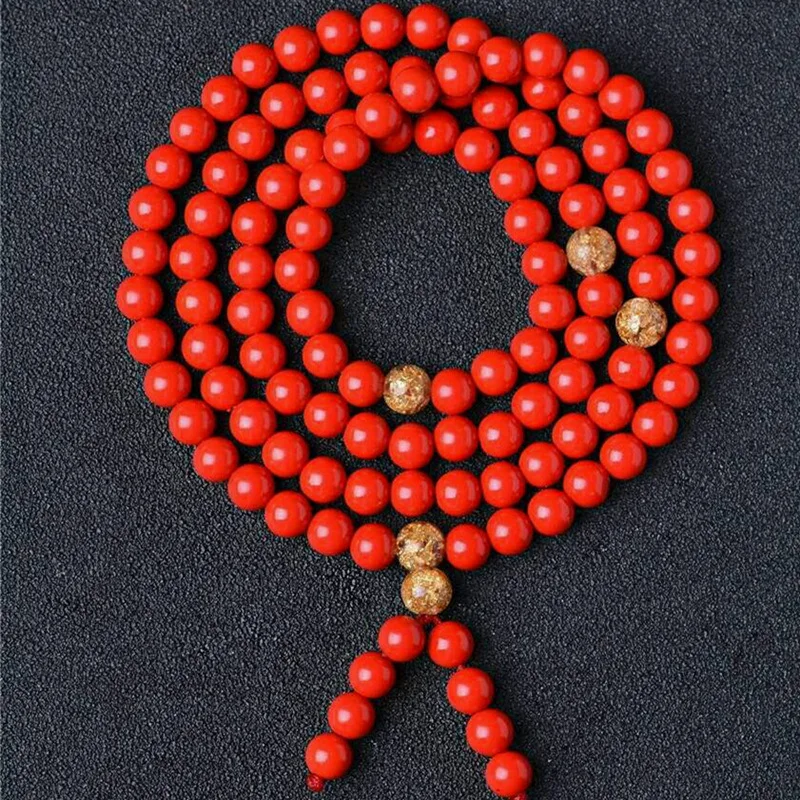Cinnabar multi krog kamna zapestnica zapestnice 108 kroglice pulover verige zapestnice jewelrys za moške in ženske, oddelek letu usode Slike 1