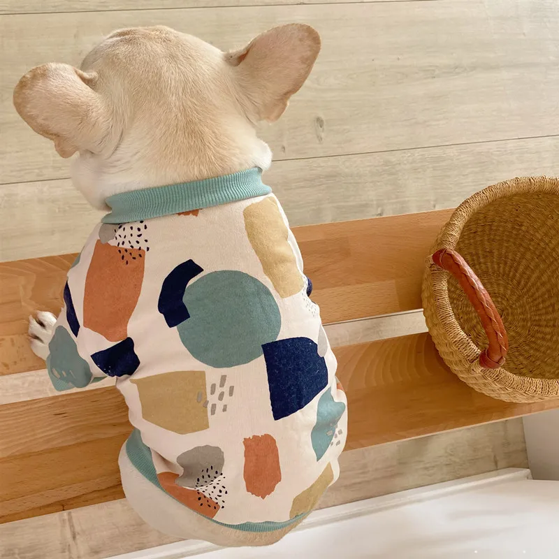 Moda za Hišne živali Pes Japonski Slog Risanka Print Majica Kuža Oblačila Plašč za Majhne, Srednje Pse francoski Buldog Corgi Pug TTC09 Slike 3