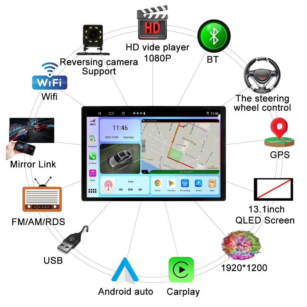 13.1 palčni avtoradio Za FORD MONDEO 2004-2007 Avto DVD GPS Navigacija Stereo Carplay 2 Din Centralne Večpredstavnostna Android Auto Slike 3