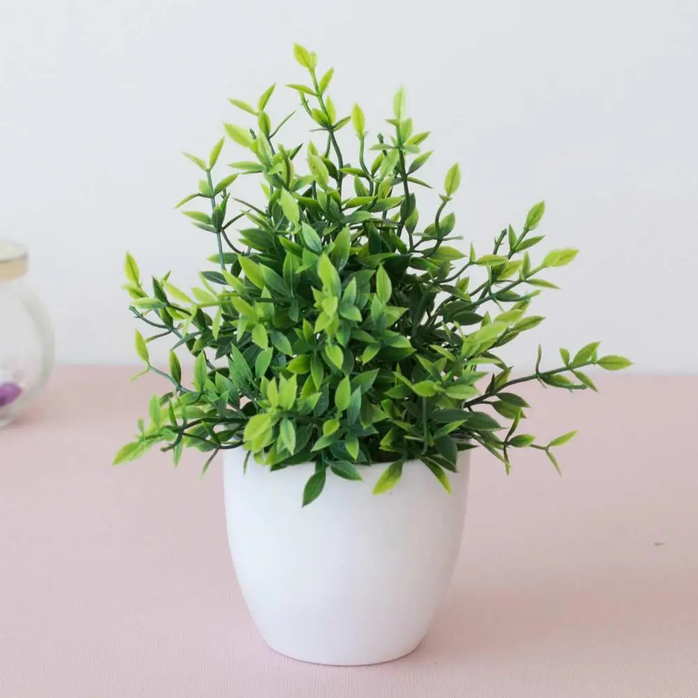 Priljubljen zeleni rastlinski okras Anti-fade Umetno Bonsaj Prilagodljiv za Večkratno uporabo Lepa Zaslon Umetna Rastlina s Lonec Slike 3