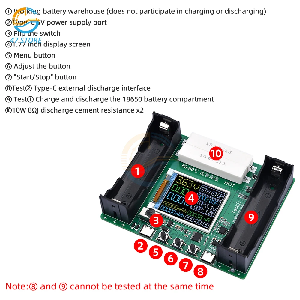Tip-C LCD Zaslon Zmogljivost Baterije Tester MAh MWh Litijeva Baterija za Digitalno Baterije Detektor, Modul za 18650 Baterije Tester Slike 4