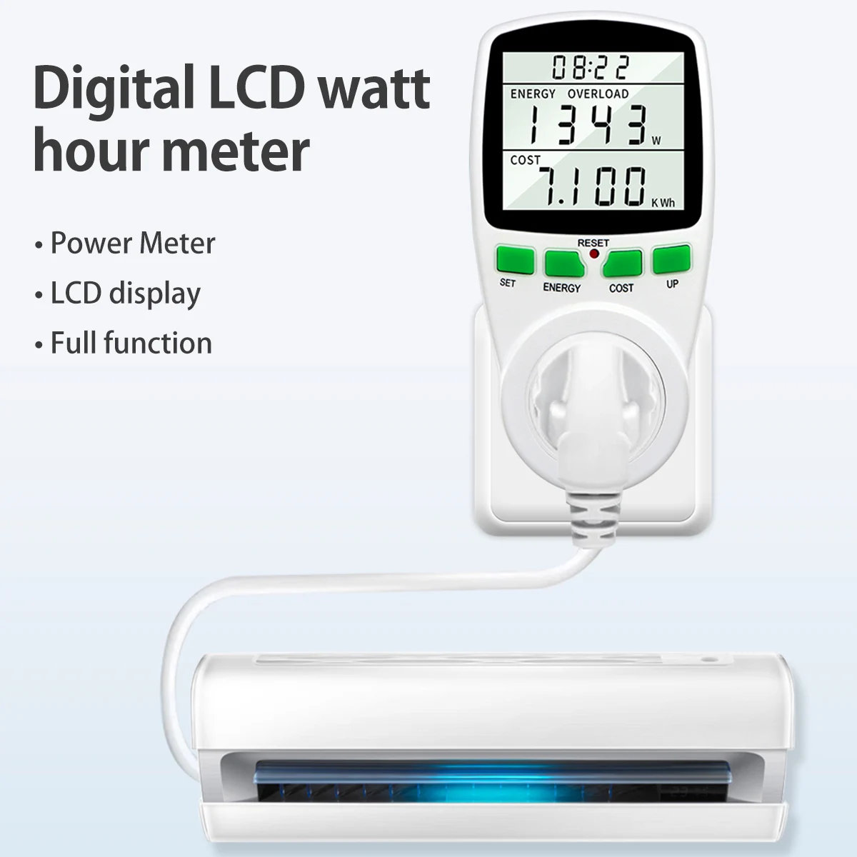 220V AC EU, Digitalni LCD prikazovalnik porabe Wattmeter Vtičnico Moči Kwh Energije Merilnik za Merjenje Vtičnico Moč Analyzer Monitor Slike 4