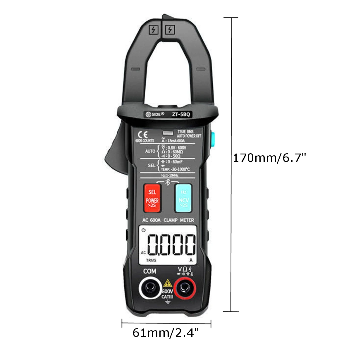 Digitalni Objemka meter ZT-5BQ Brezžična Tehnologija Smart multimeter True RMS Voltmeter Ampermeter Auto Rang Kondenzator NKV Tester Slike 4