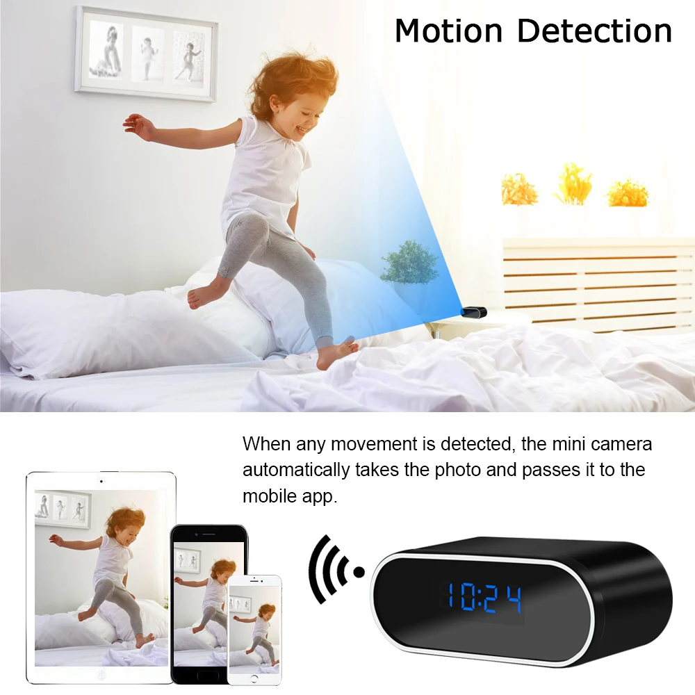 Mini Wifi Kamera 1080P HD Brezžični Micro Ura Cam IR Nočni Alarm Kamere Digitalni Dom Nadzor, Spremljanje Slike 4