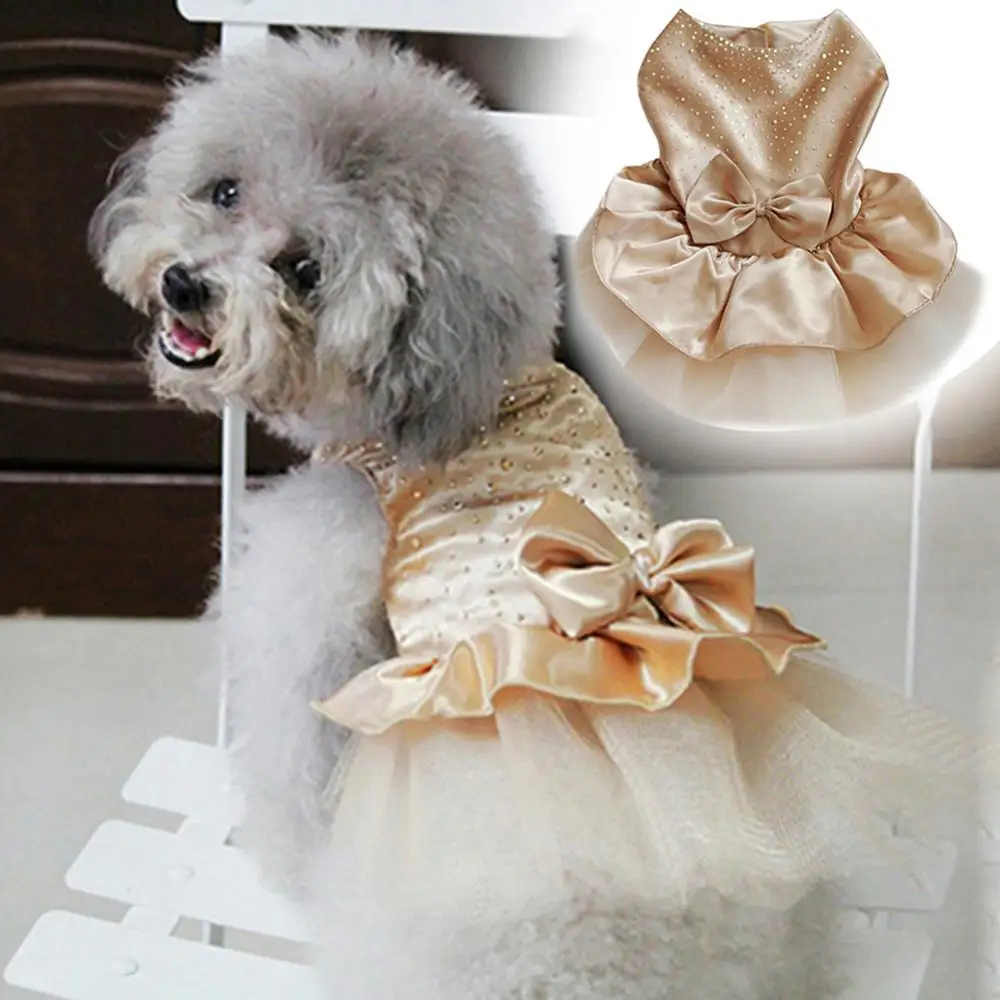 Krilo Oblačila Oblačila Ljubek Pes Obleke Hišnih Kuža Bowknot Gaza Bleščica Princesa Pes Dobave Slike 5