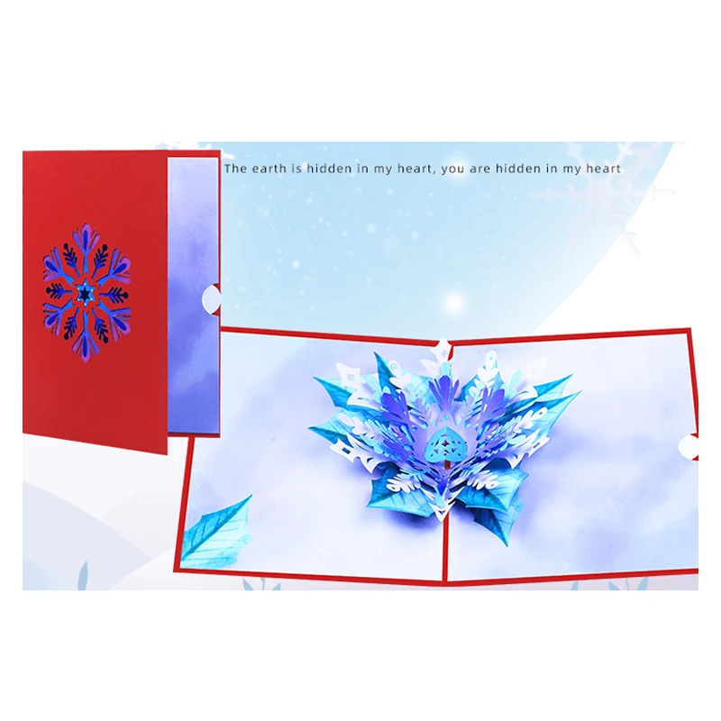 3D Snežinka Pop Up Božični Kartice z Ovojnico Listov Sporočilo Sim Počitnice Santa Sneg Stranka, Vabilo, Pozdrav X'mas Darilo Slike 5